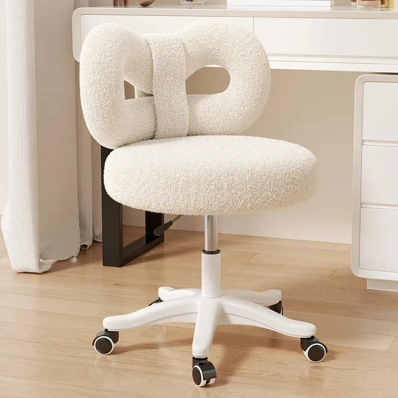 New bow style women's dressing chair, women's bedroom dressing chair, light luxury nail chair, cream style roller leisure chair