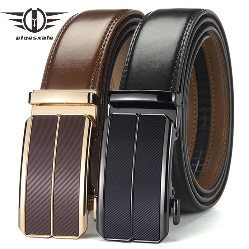 

Plyesxale Brand Mens Belt High Quality Automatic Ratchet Buckle Formal Belt Luxury Cow Leather Belts For Men Dropshipping B1356