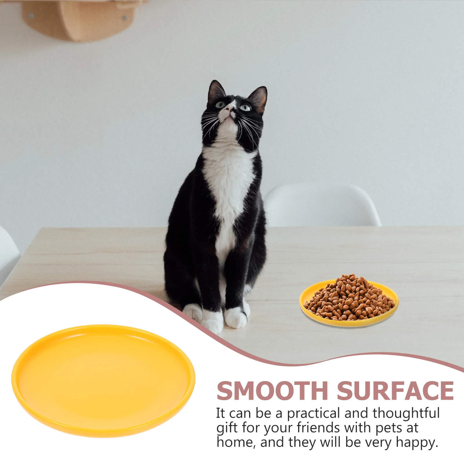 Ceramic Cat Bowl Smooth Design Large Capacity Pet Feeding Dish Shallow Cat Food Bowl Humanized Comfortable Feeding Supplies