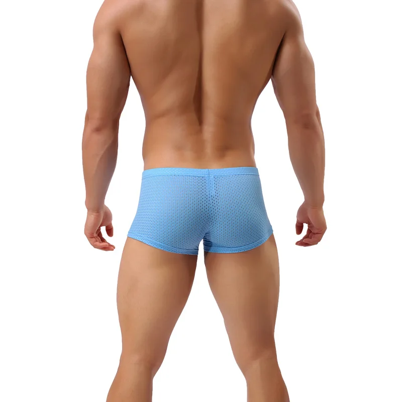 CLEVER-MENMODE Summer Men Sexy Quick Dry Mesh Breathable Boxer  Underwear Ice Silk Pouch Cool Boxers Trunk Underpants