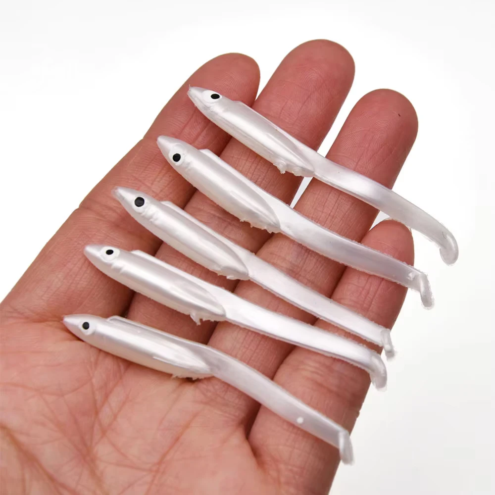 50pcs/100Pcs 6cm 0.7g Artificial Eel Soft Lure Worm Baits T-Tail Grub Minnow Crank Fishing Lure for Swim Bait Fishing Tackle