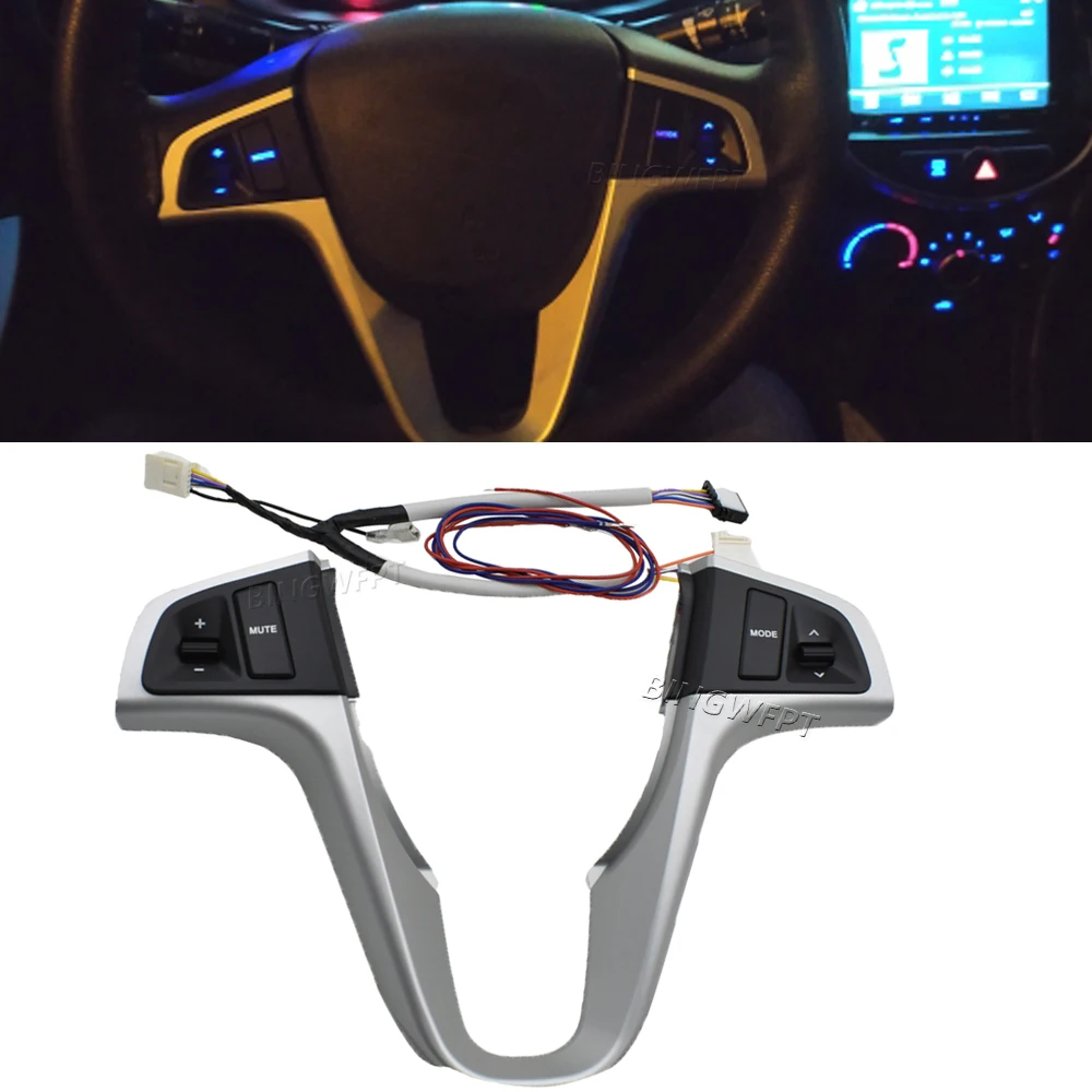 BINGWFPT Steering Wheel Button For Hyundai VERNA SOLARIS Steering Wheel Audio Volume Music Control Button Switch With Backlight