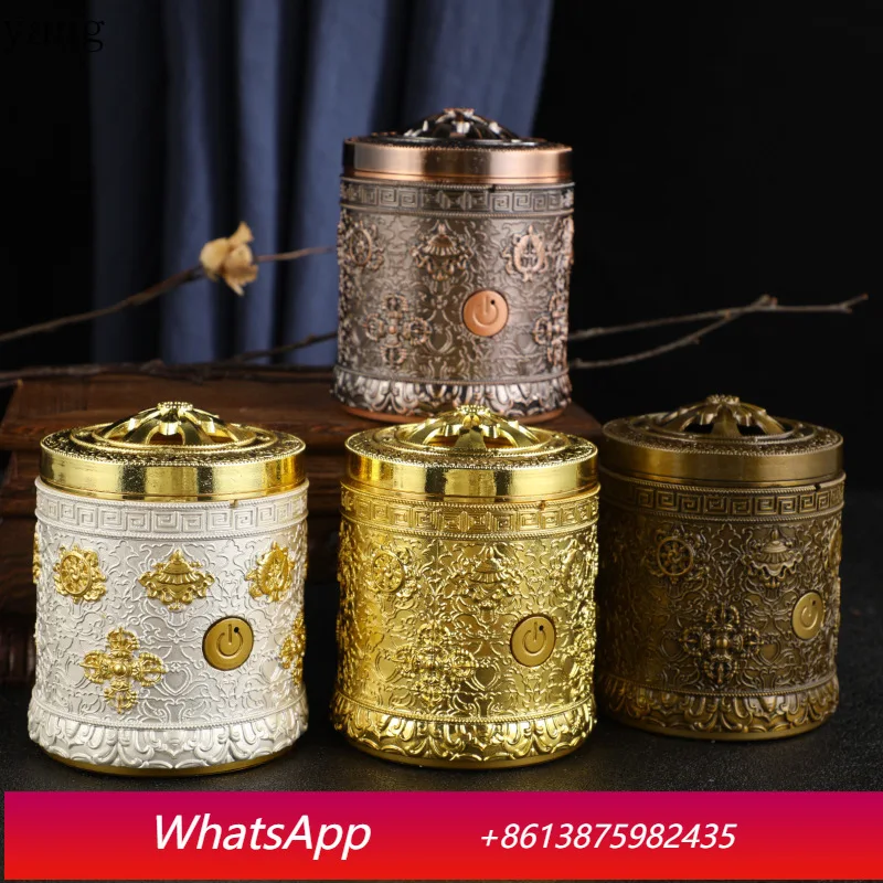 

LMM Tibetan eight auspicious cross pestle electronic incense burner, zen incense set