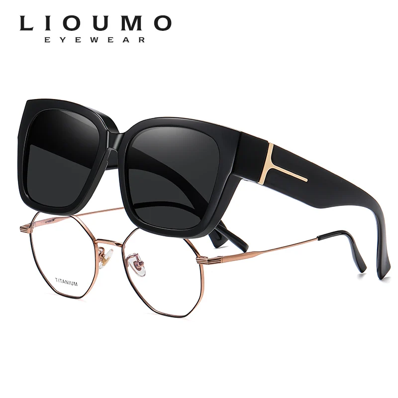 

LIOUMO Oversized Fit Over Cover Prescription Glasses Men Polarized Sunglasses Cover Myopia Eyewear Women Anti-UV Driving Goggles