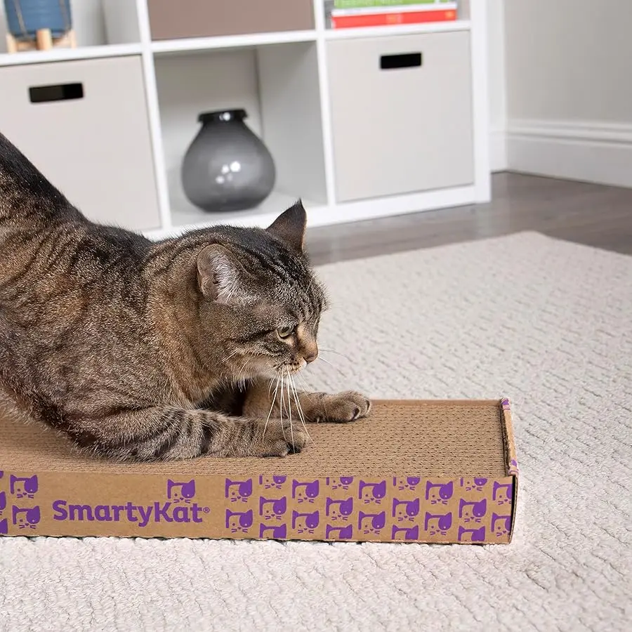 SmartyKat Super Scratcher Corrugated Cat Scratcher، تقنية Catnip Infusion - بني، عريض واحد