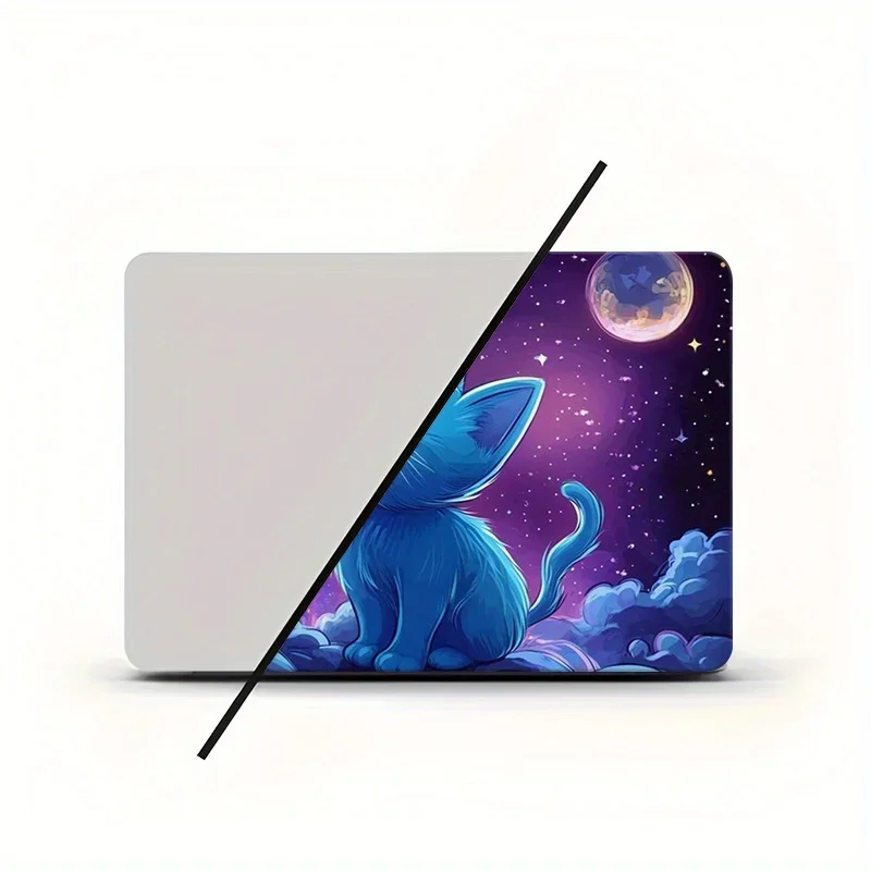 Pack of 3, including 1 spare, no need to worry about peeling, computer light beige new space cat notebook sticker, PVC material