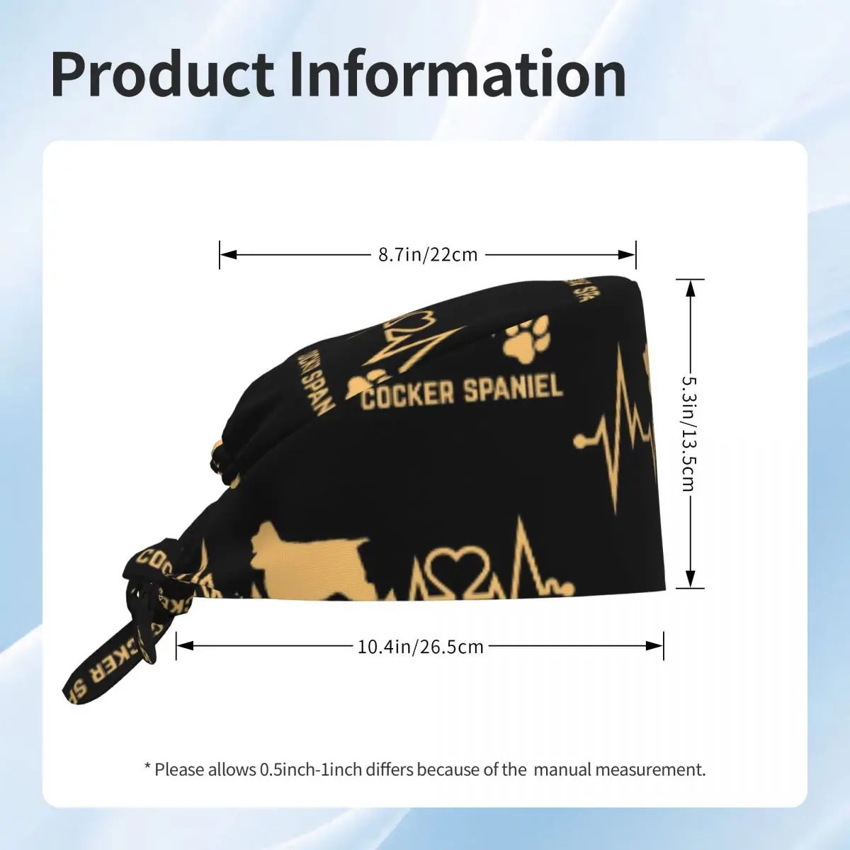 Cocker Spaniel Miłośnik Psów Bicie Serca EKG Impuls Rasowy Zwierzak Łapka Szorowanie Kapelusz Lekarz Pracujący Czepek Chirurgiczny Czepek Pielęgniarski dla Dentysty