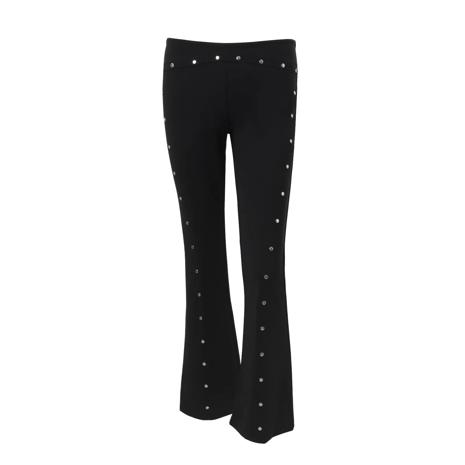 Pantalones informales bajos con decoración de remaches para mujer europea y americana, nueva moda de otoño, personalidad, diseño de calle americana
