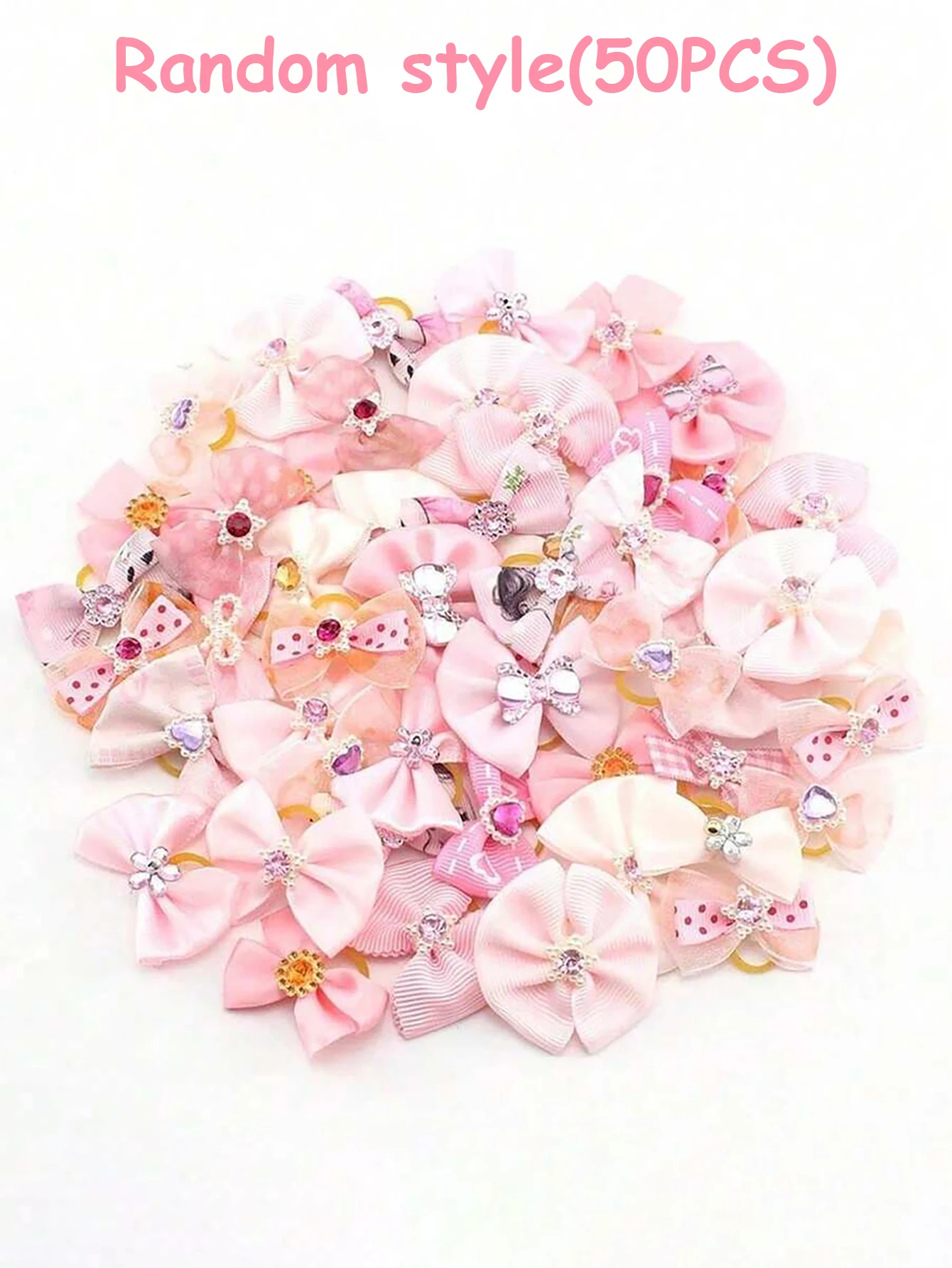20 Pink Pet Rubber Bands, Bow-Knot Hair Accessories