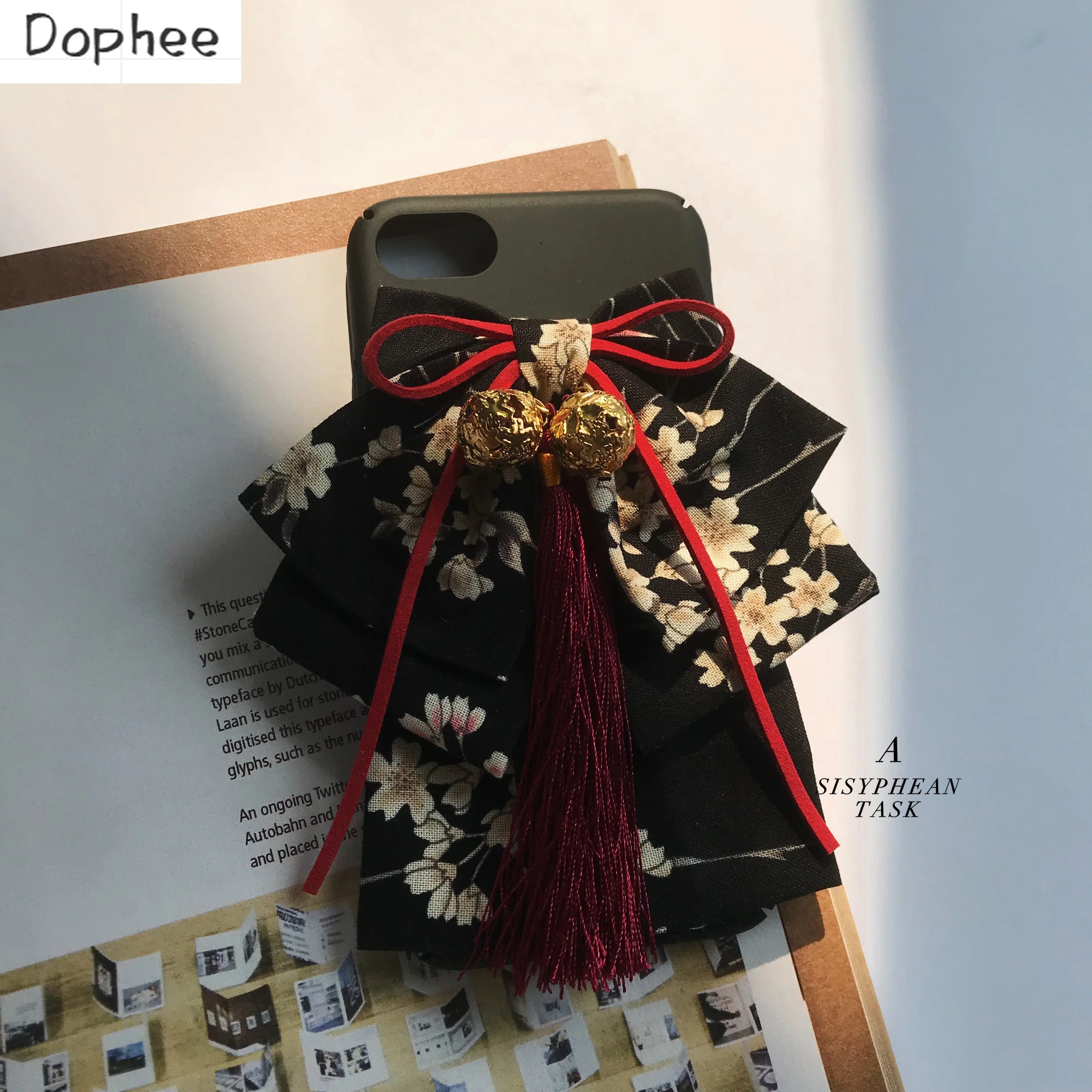 

Dophee Japanese Girl Hanfu 14 15 16 promaxs Mobile Phone Case Bow Knot Bell Apple Phone Protective Cover Iphone Soft Shell Women