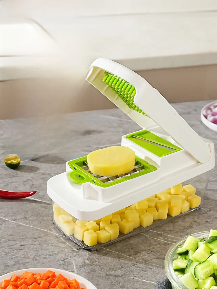 

Multifunctional Kitchen White Onion Cutter Dicer Tool for Fruit Vegetable Chopping Nordic Style Home Essential Gadgets