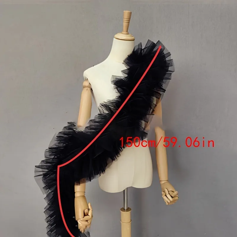 Black Tulle Shrug Shawl Multi‑purpose Bridal Wedding Dress Accessory For Cosplay Party Decor