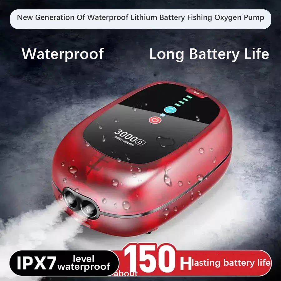 Small magnetic suction and charging oxygen pump, large -capacity battery battery life long, outdoor fishing, waterproof and mute