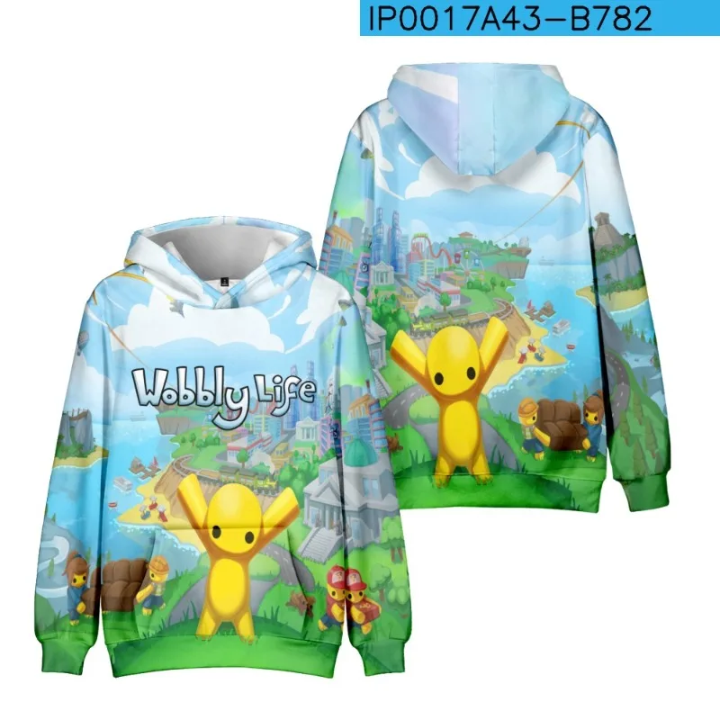 Jeu chaud Wobbly Life série sweat à capuche personnage de dessin animé impression 3D hommes et femmes mode pull décontracté sweat à capuche