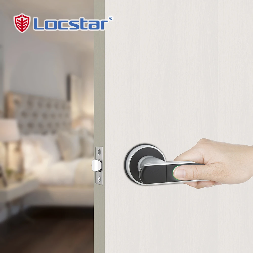 Locstar BLE Password Access Slim Door Handle With Single Latch Smart Mini Fingerprint Small Lock Code Handle Door Locks