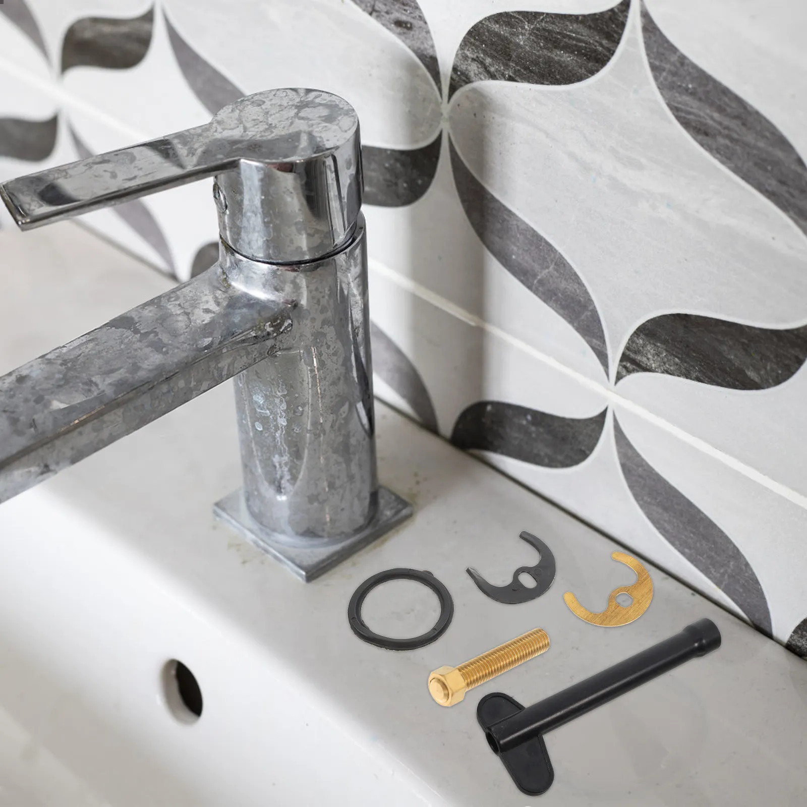 

1Set Faucet Repair Tools Kitchen Sink Mounting Brackets Horseshoe Washer Leak Preventing Fixing Kit Anti-Leak Gaskets