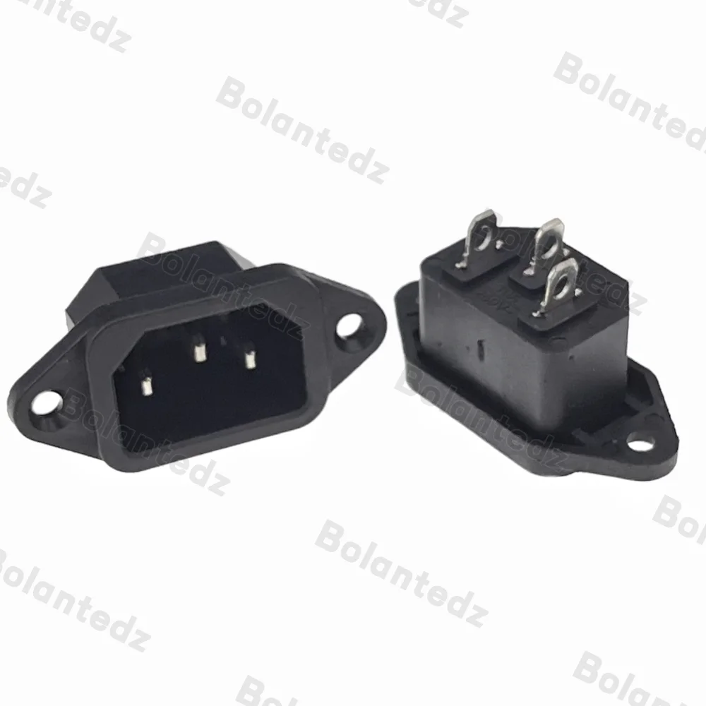 Bolantedz 3/5/10pcs/lot IEC 320 C14 3Pins Male Plug Panel Power Inlet Sockets Connectors AC 250V 10A