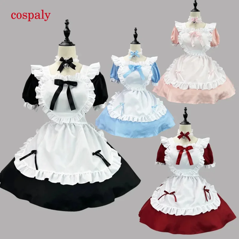 A Anime cute heart Lolita maid cosplay costume 4colors Alice dress girls women waiter maid party stage costumes Alice maid dress