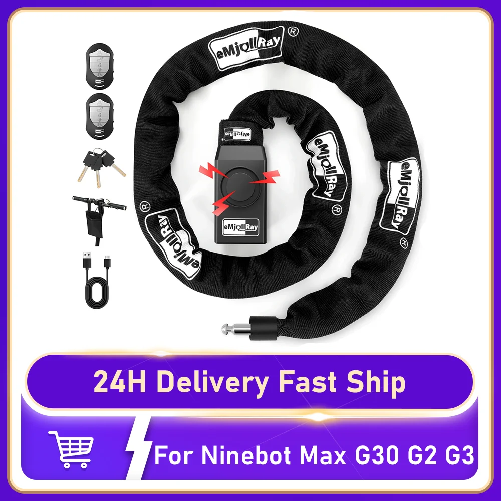 

Remote Control Lock with 110dB Alarm for Ninebot Max G30 G2 G3 for Dualtron Zero Electric Scooter Waterproof Security Chain