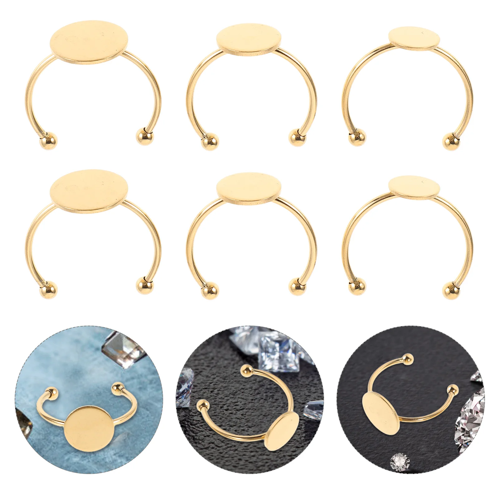 

30 Pcs Ring Base Cabochon Trays Pendant Earring Blank Cabochons Adjustable Blanks Bezel Golden Bases Student