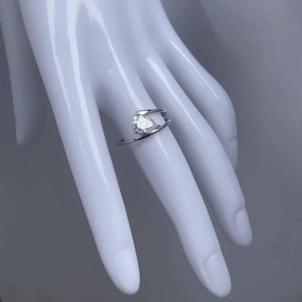 BIJOX STORY Pear-shaped 1.25ct Moissanite Ring For Women Sterling S925 Silver Jewelry With 6x8mm Lab-created Moissanite Diamond