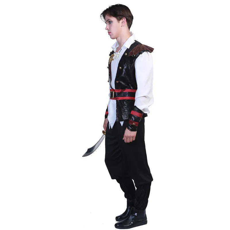 Costumes de pirate des caraïbes pour hommes, robe de fête de carnaval de carnaval de carnaval de carnaval de pirate de Halloween, robe de jeu de rôle de boule masquée