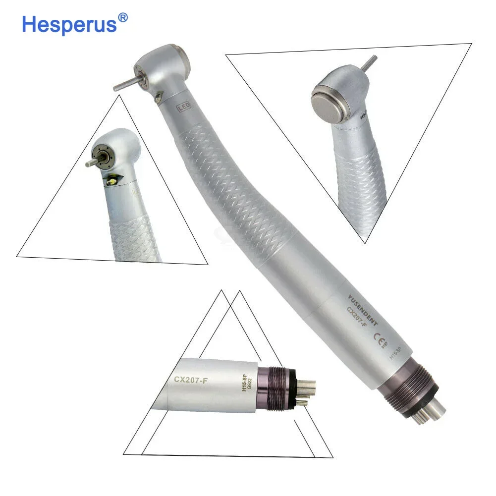 COXO CX207-F Original Push Button Handpiece 2/4 Hole LED Air Turbine Handpiece High Speed Den  tal Handpiece