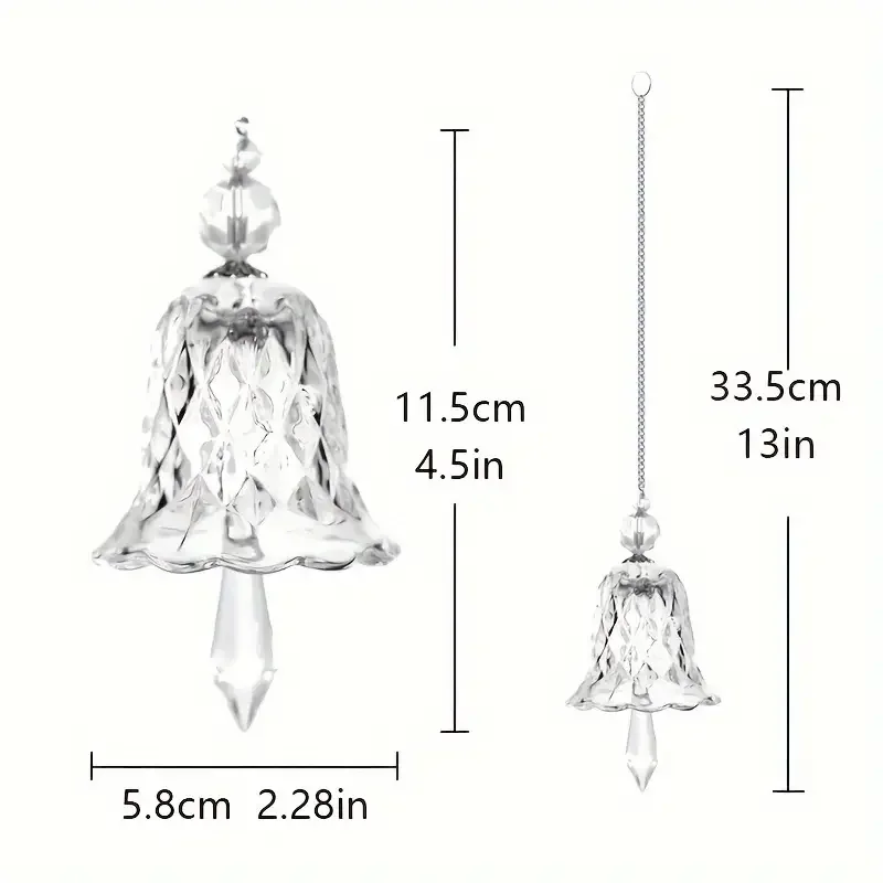 1 pc kryształowy łapacz wisiorek dzwonkowy, tęczowy szklane dzwonki wietrzne snap ozdoby świąteczne