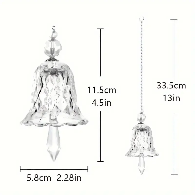 1 pc unici crystal suncatcher Bell pendant, rainbow glass wind chimes sun catcher Christmas decorations