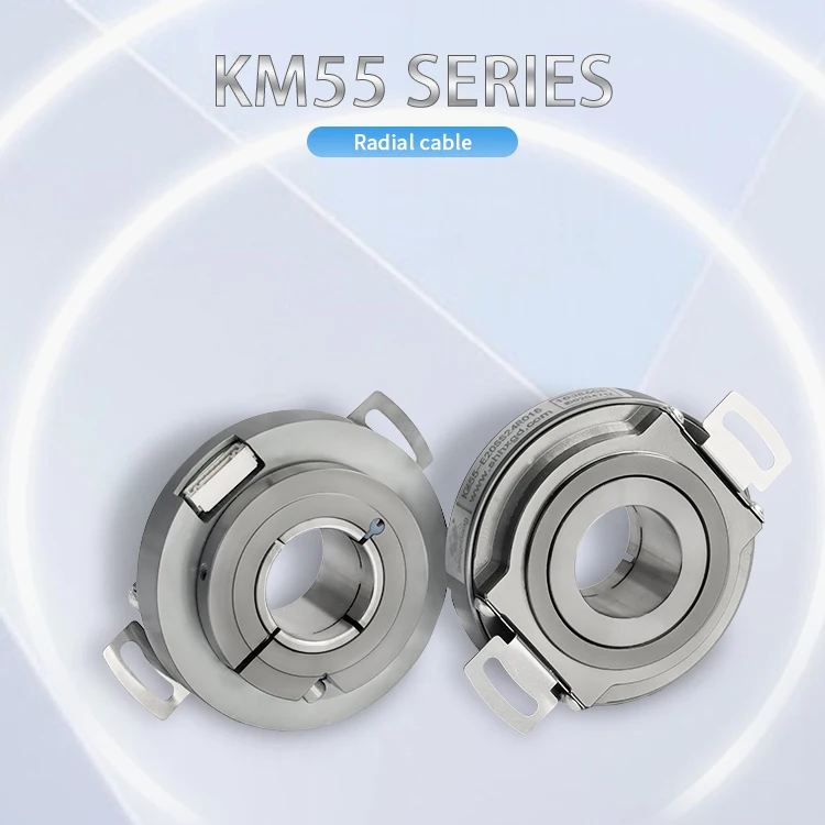 Multi-turn Absolute Encoder KM55 24 Bit Accuracy 80'' SSI Hollow Shaft DC5V IP50 6000rpm 55mm RS-485 Servo Motor Sensor