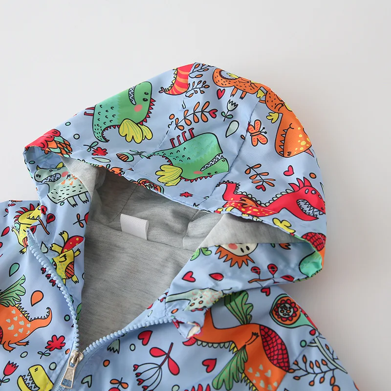 New children's clothing European and American style boys and girls full of dinosaur coats cartoon windproof jacket