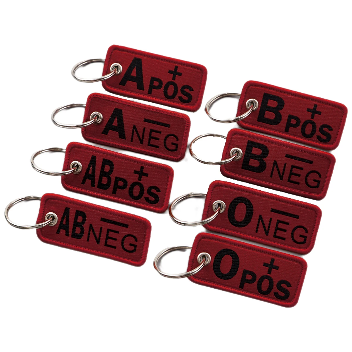 

Blood Type Embroidery Key Fobs First Aid Medical Key Tags Keychains Car Keyring Cosplay Accessories Backpack Chaveiro Toys Gift