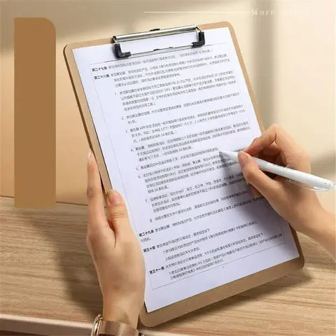 1Pc Wood Clipboards, Letter Size Hardboard Clip Board,A4 Standard Size 8.9"x12.4" with Low Profile Clip, Office & School Supply
