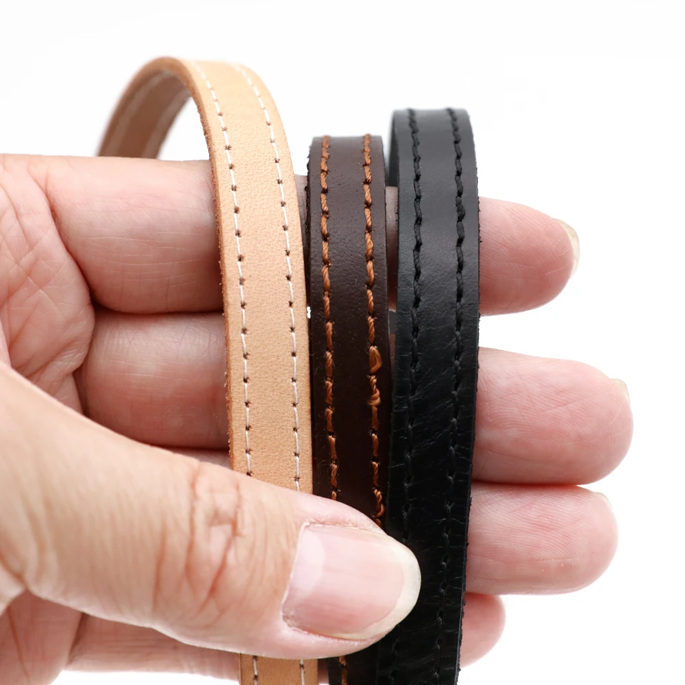 2 m/Lot 10 mm flaches Kordelband aus echtem Rindsleder mit Nähten, echtes Lederband für DIY-Schmuckherstellung, Armbandzubehör