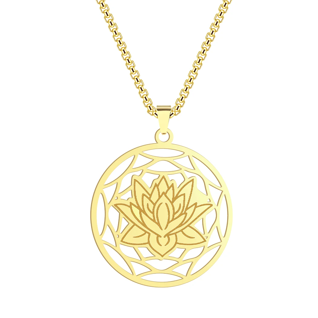 Kinitial Lotus Flower Pendant, Lotus necklace Dainty necklace For Women, Lotus Flower Jewelry, Lotus Jewelry,necklace