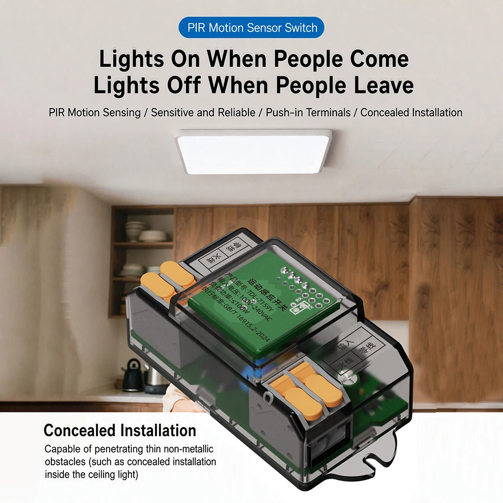 Smart Microwave Radar Light Sensor Switch Universal AC 100-240V 100W For LED Ceiling Light Fluorescent Lamp Ventilator Fan