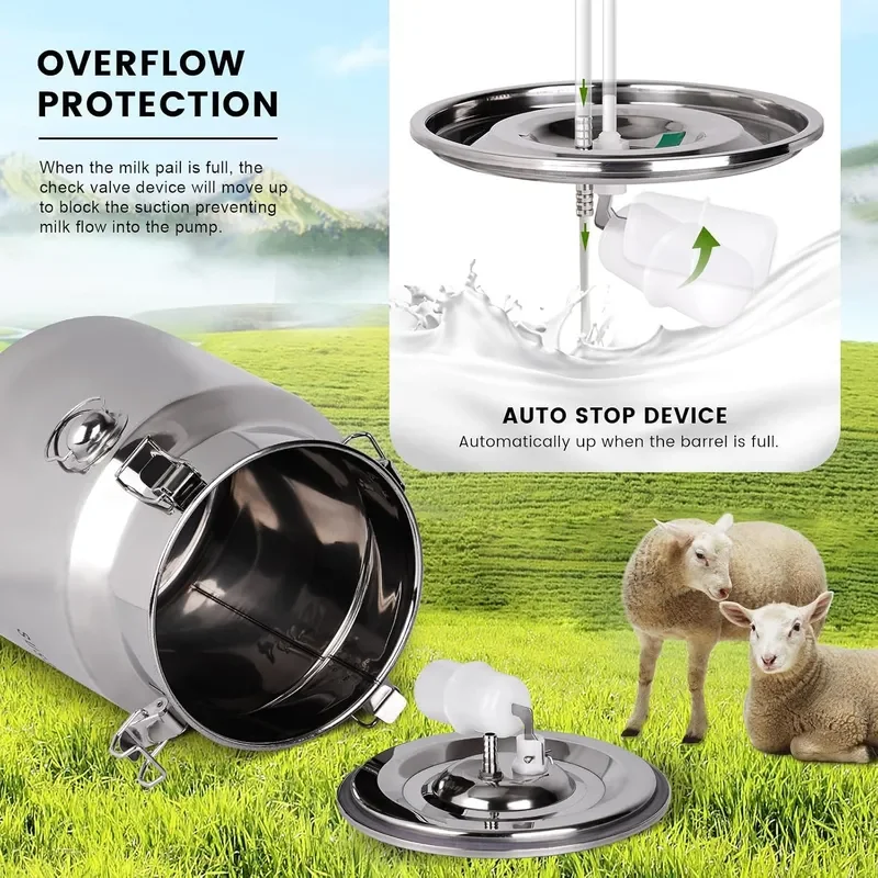 8L Cow/Goat Two-in-One Rechargeable Electric Milker Goat Milker Machine Cow Milking Machine The Latest Pulsation Vacuum Pump