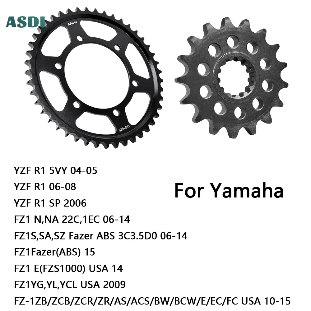 

530 45T 17T Motorcycle Rear Sprocket for Yamaha YZF R1 2004-2008 FZ6 Fazer FZ1 FZ1S SA FZS1000 YZF-R6 YZF-R650th R660th YZFR6