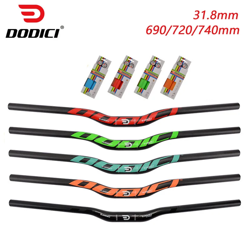 DODICI kierownica karbonowa kierownica MTB płaska lub wzrost kierownica 31.8*690/720/740mm matowa kierownica rowerowa akcesoria do rowerów górskich