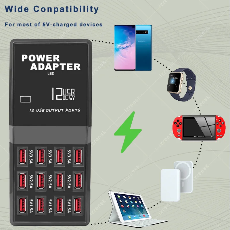 USB Charger 12 24 Multi Ports HUB 100W Charging Station Dock Universal Desktop Wall Power Adapter for Mobile Phones EU US Plug