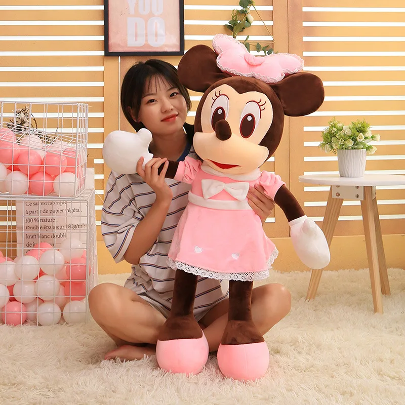 

Disney 110 см Kawaii Микки и Минни плюшевый комплект подушек - свадебное платье, мягкие игрушки для обнимания для девочек, подарок, декор комнаты