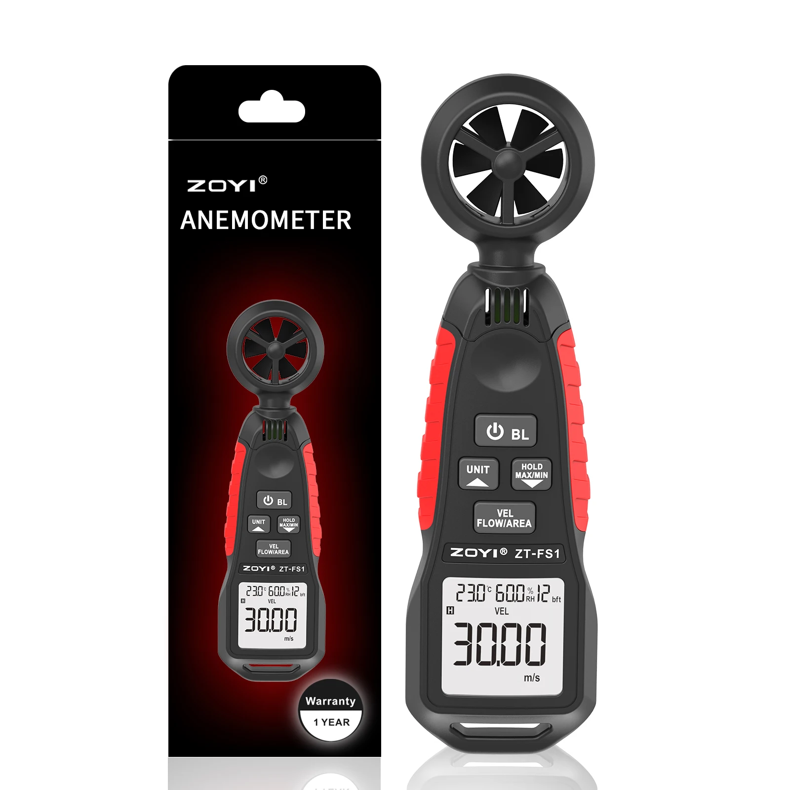 

ZOYI Handheld ZT-FS1 high precision anemometer Air volume Wind temperature and humidity measurement anemometer