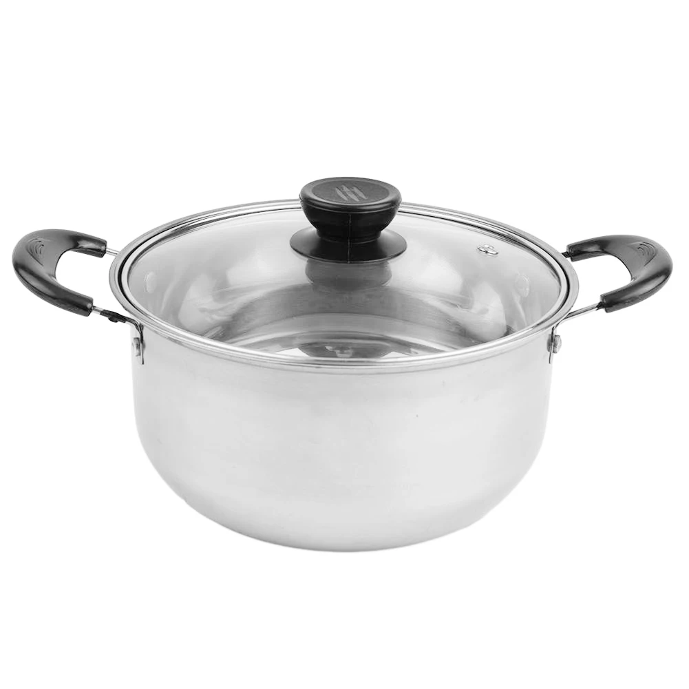 Cooking Soup Pots Set Stainless Steel Dish Stew Pan with Glass Lid High Temperature Resistance and Non rusting