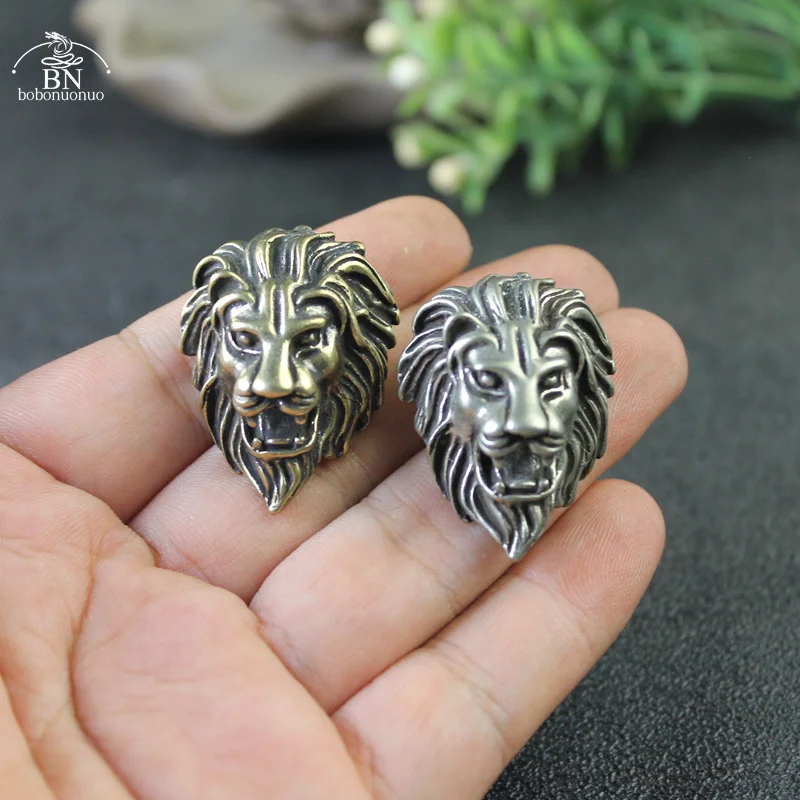 Brass BIG Lion Head Decorative Buckle Retro Fashion Wallet Rivet Button DIY Leather Bag Backpack Belt Screw Buckle Accessories