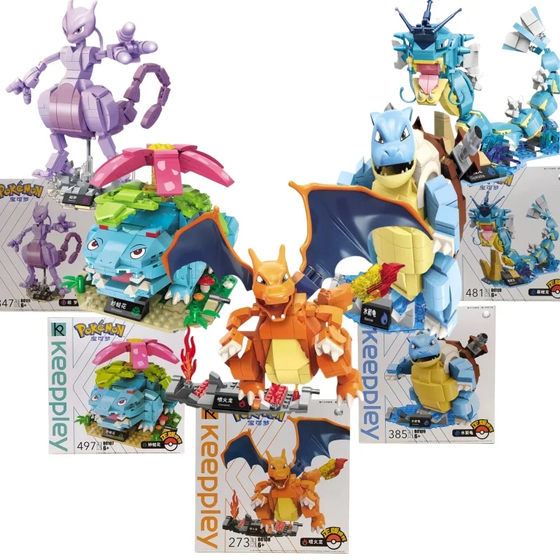 

Original Pokemon Charizard Mewtwo Blastoise Venusaur Gyarados Building Blocks Action Model Figure Assemble Toy Boys Collect Gift