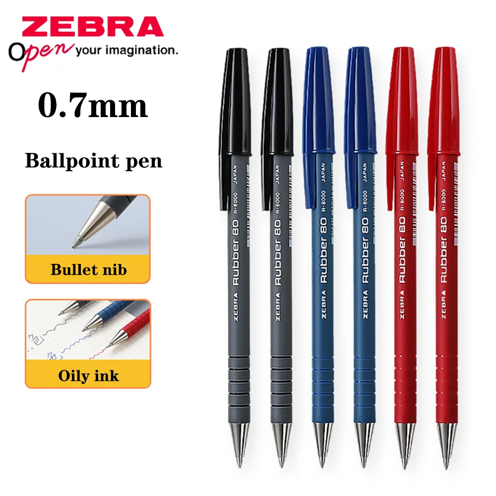 

3 Pcs Zebra Ballpoint Pen R-8000 Super Smooth Large Capacity 0.7mm Business Office Medium Oil Pen Office Accessories Stationery