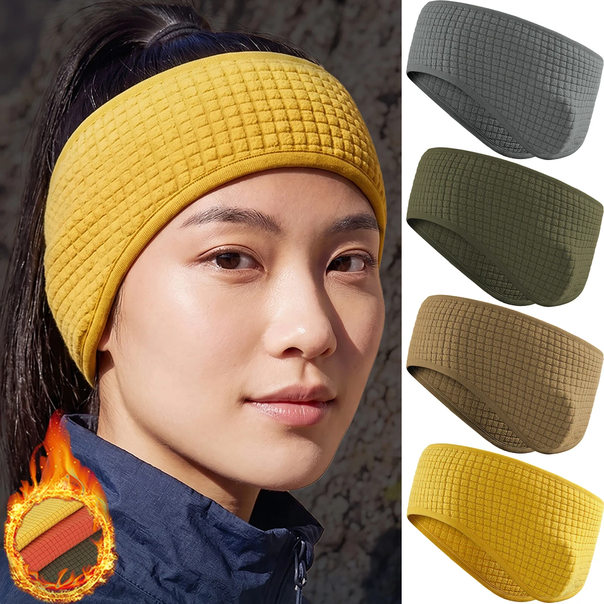  Men's Warm Winter Fleece Feel Beanie Cap Women's Cycling Earmuffs Headband Thicken Windproof Ear Cap Beanie Cap Ski Ear Gaiter