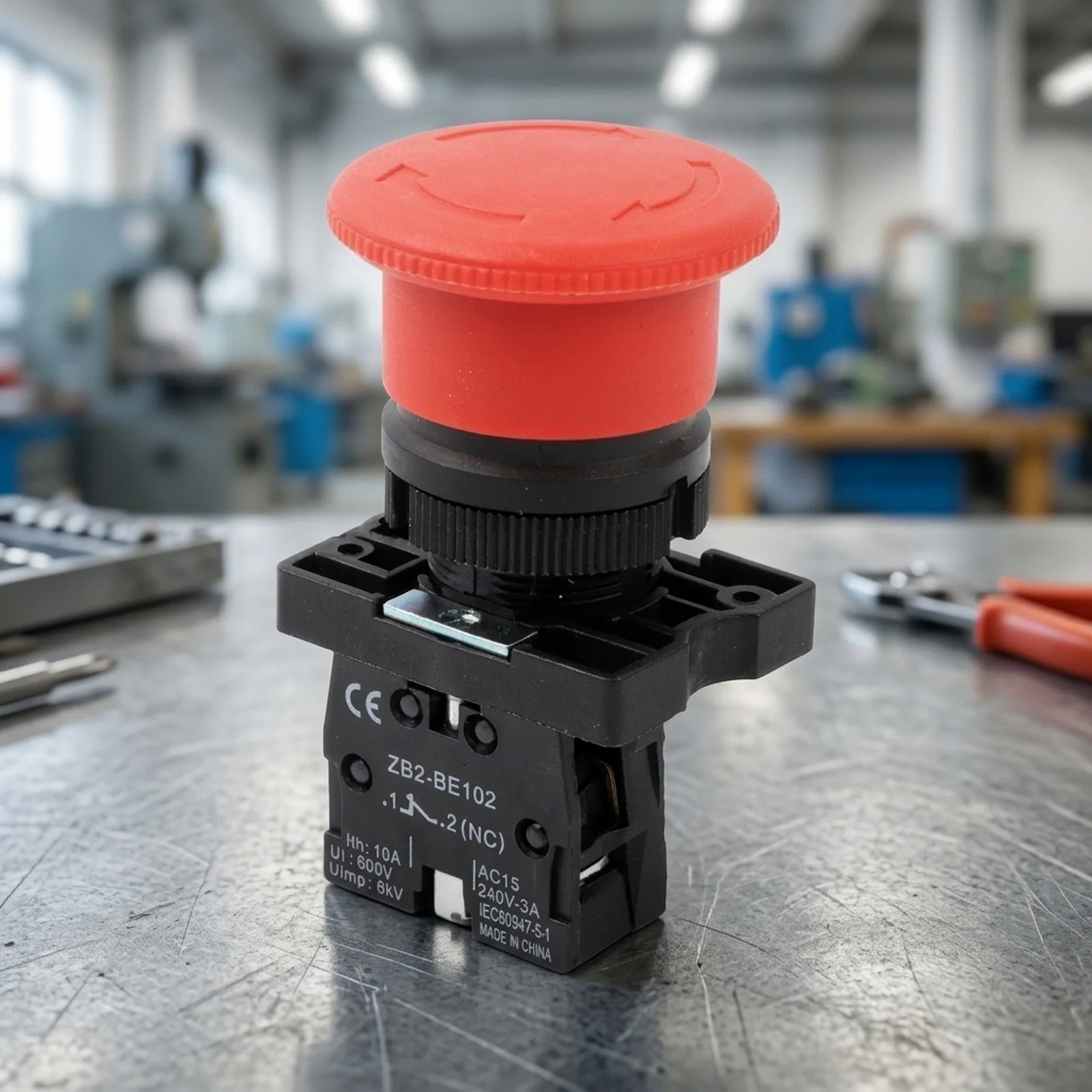 XB2-ES542 22mm Push Button Switch with Self Locking Function 600V 10A for Integration into Control Panels and Automation Systems