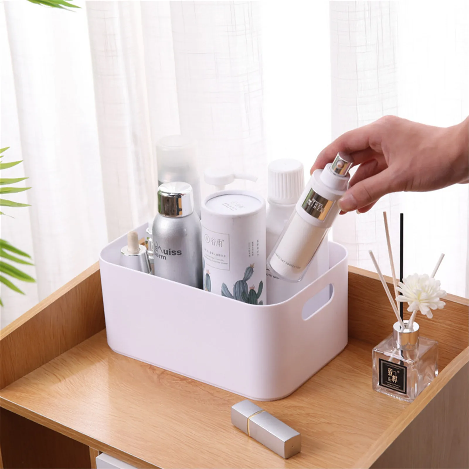 Plastic Storage Basket Cosmetic Storage Basket  Desktop Sundries Snack Storage Boxhousehold kitchen sorting box