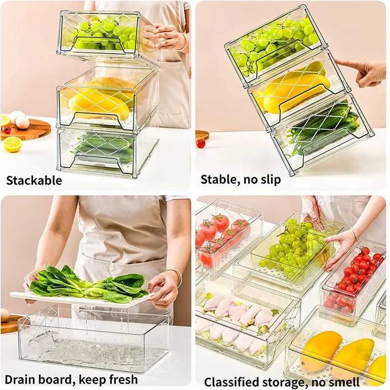 Food Storage Cabinet Refrigerator Storage Box Refrigerator Pull-Out Drawer Container